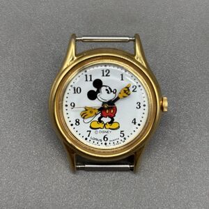 Vintage Mickey Mouse Watch Head Lorus Disney Quartz Gold Tone Japan Water Resis
